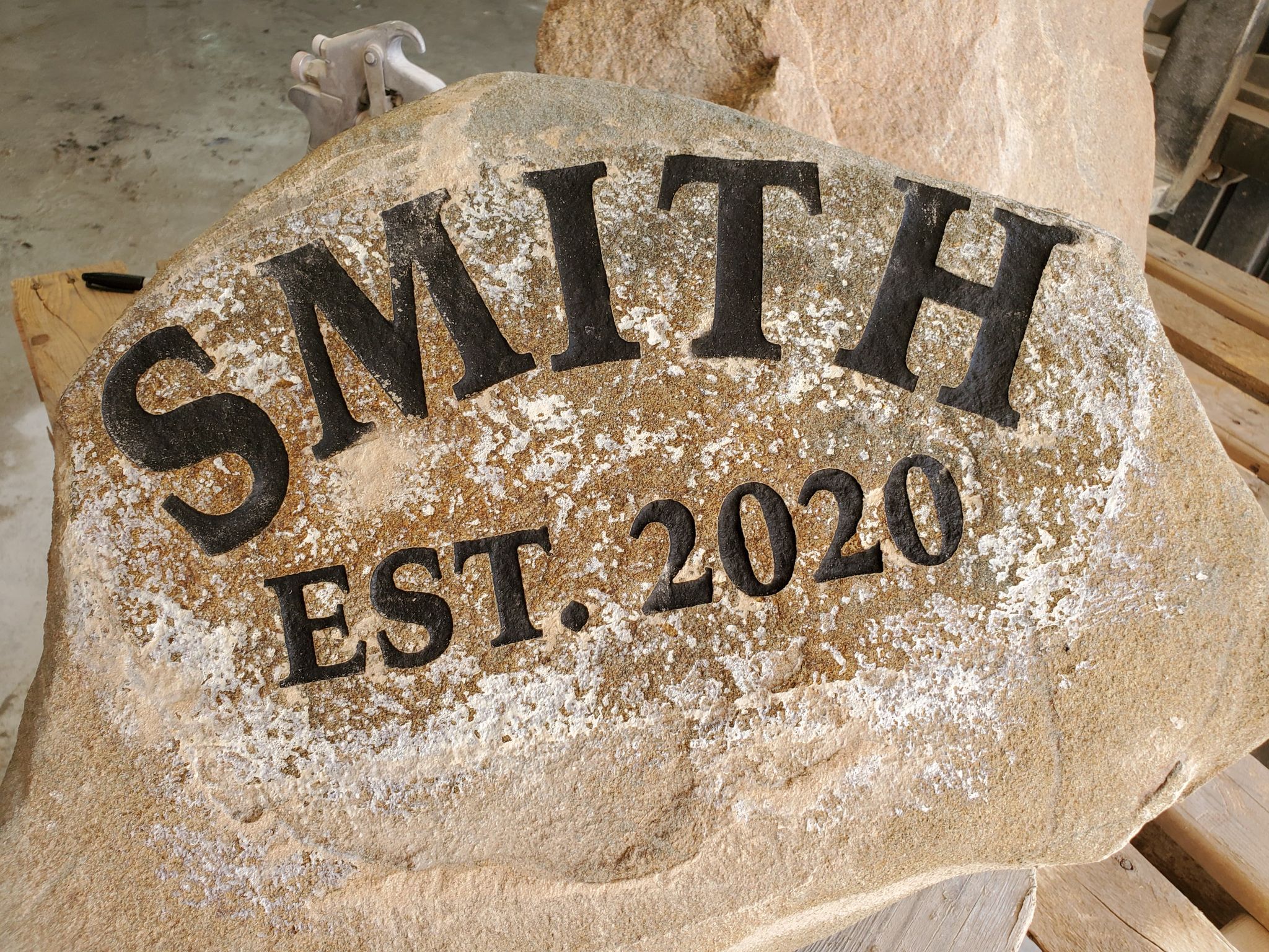 Sandblasted lettering