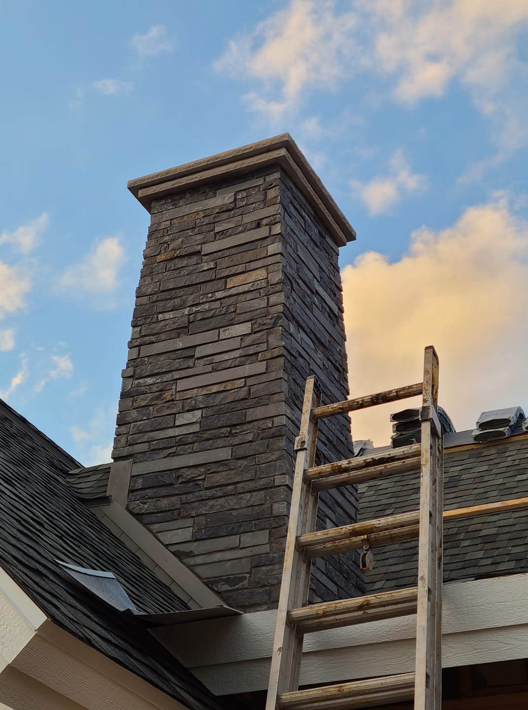 Stone chimney cap detail
